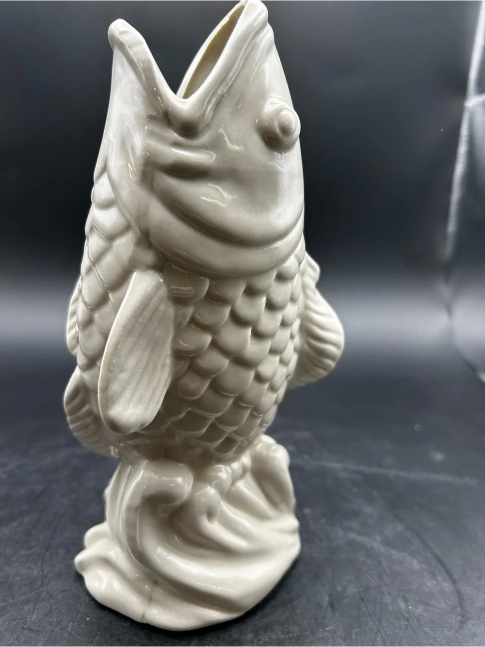White Ceramic Koi Fish Statue - White